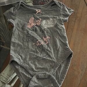 Disney Gray and Pink Minnie Mouse Kids Bodysuit